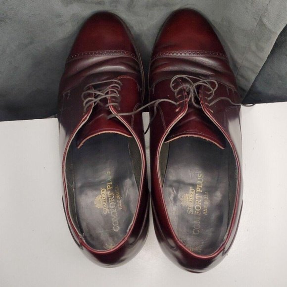 Stafford Comfort Plus Vintage Cap Toe Oxblood Burgundy Dress Shoes Mens 12 EEE/E - Picture 7 of 9